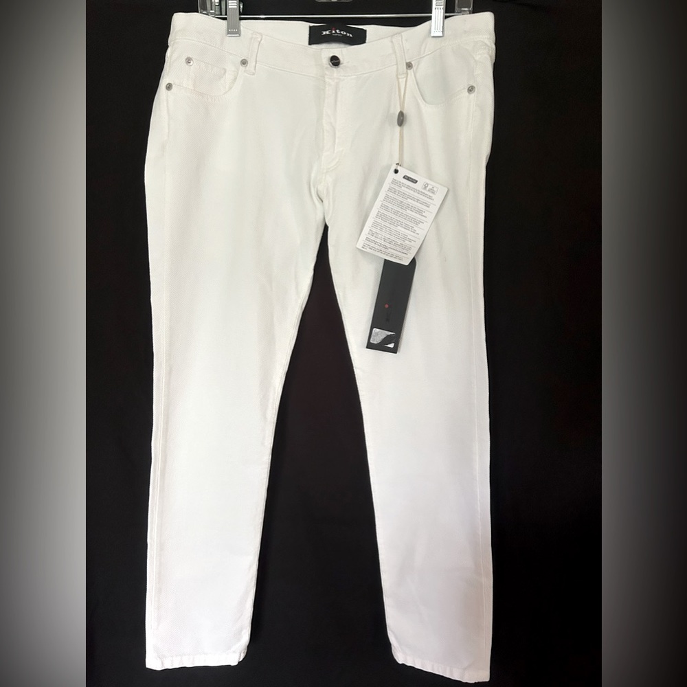 NWT MSRP $733.00 USD Kiton Napoli Women's Trousers, White - Size IT 46 / US 10